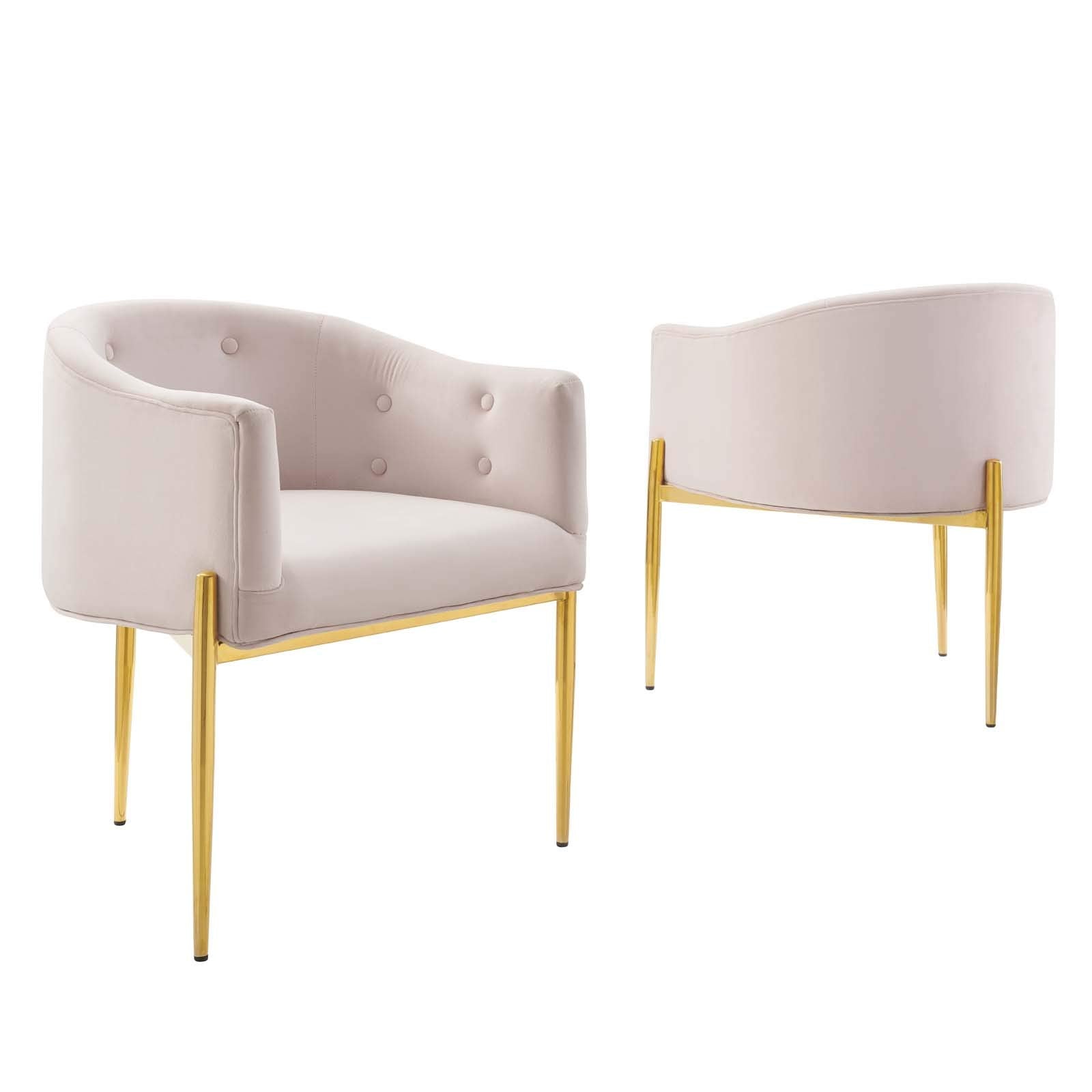 Modway Savour Tufted Performance Velvet Accent Chairs In Pink - Set Of 2